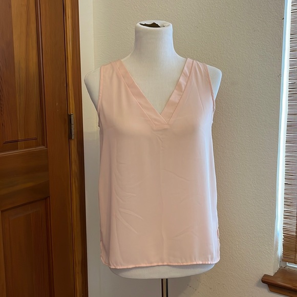 F21 - Breezy, Chiffon Crepe V-Neck Blouse, Baby Pink, Women’s Small - Picture 1 of 4